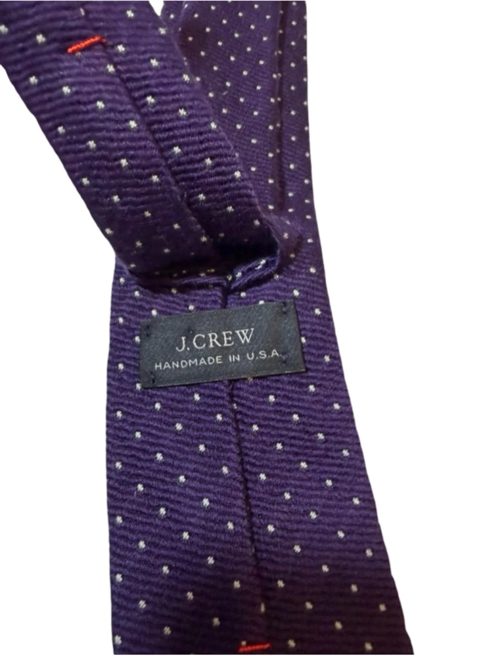 J Crew Wool Tie Purple Polka Dot Handmade USA Classic Ivy Preppy Mens